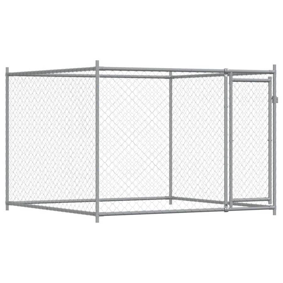 Hondenhok Met Deur 6X2X1,5 M Gegalvaniseerd Staal Grijs 6 x 2 x 1.5 m 1 deur