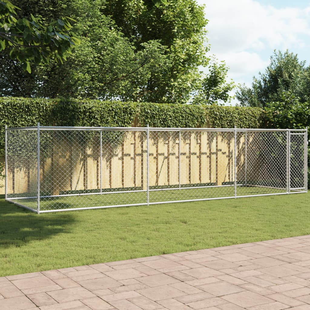Hondenhok Met Deur 6X2X1,5 M Gegalvaniseerd Staal Grijs 6 x 2 x 1.5 m 1 deur