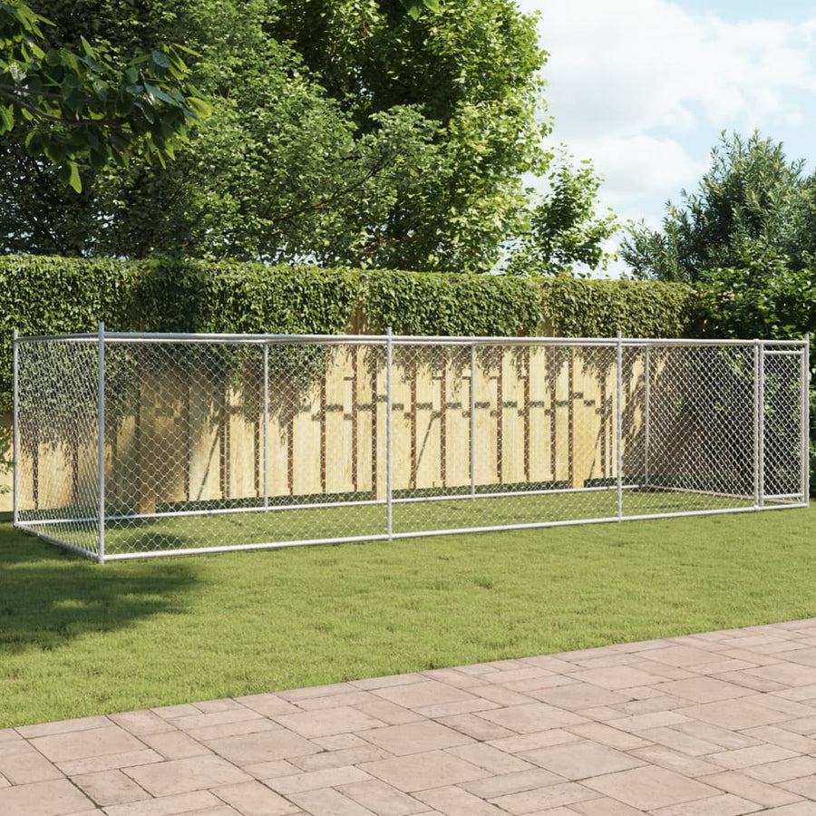 Hondenhok Met Deur 6X2X1,5 M Gegalvaniseerd Staal Grijs 6 x 2 x 1.5 m 1 deur