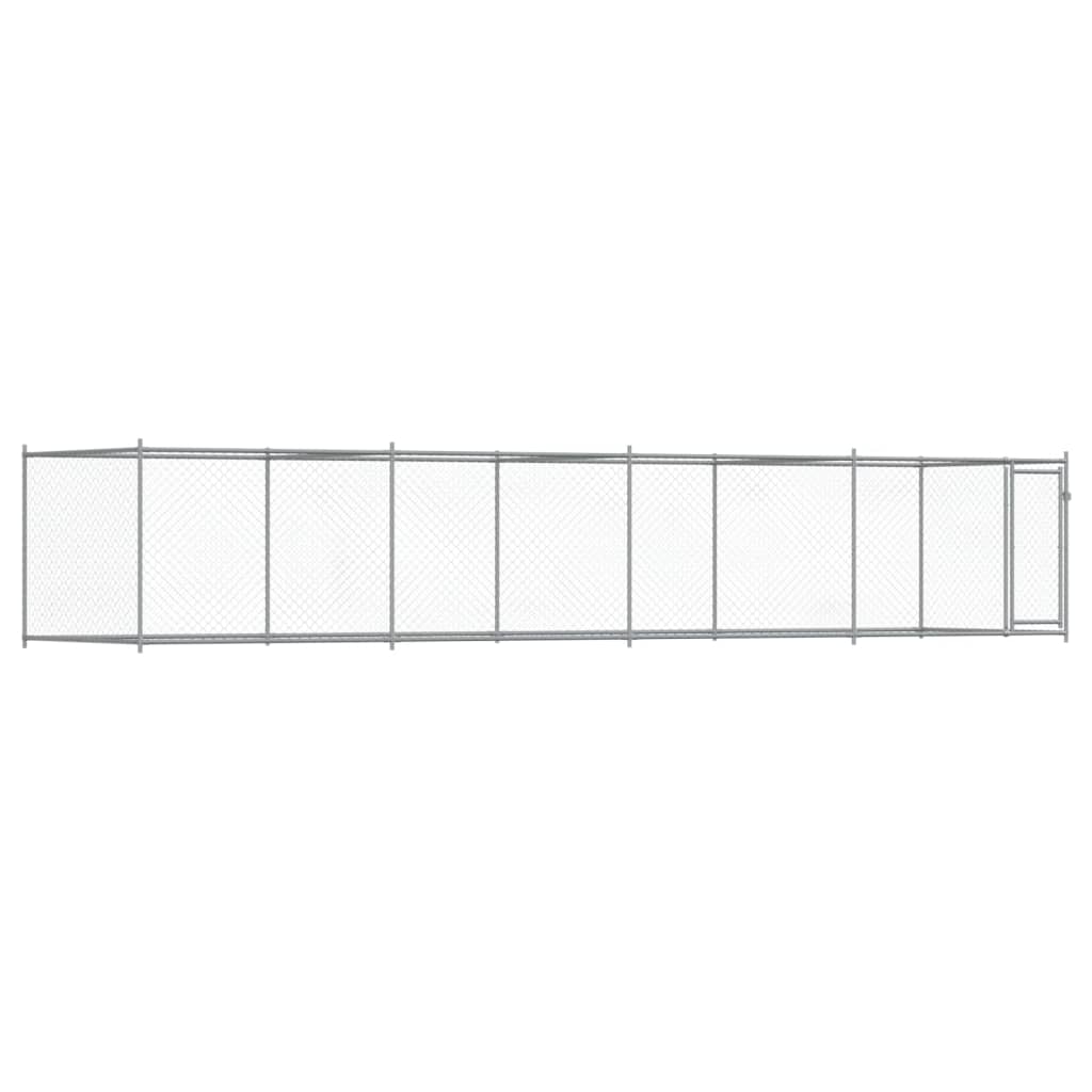 Hondenhok Met Deur 8X2X1,5 M Gegalvaniseerd Staal Grijs 8 x 2 x 1.5 m 1 deur