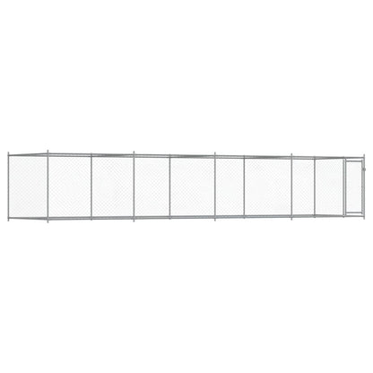 Hondenhok Met Deur 8X2X1,5 M Gegalvaniseerd Staal Grijs 8 x 2 x 1.5 m 1 deur
