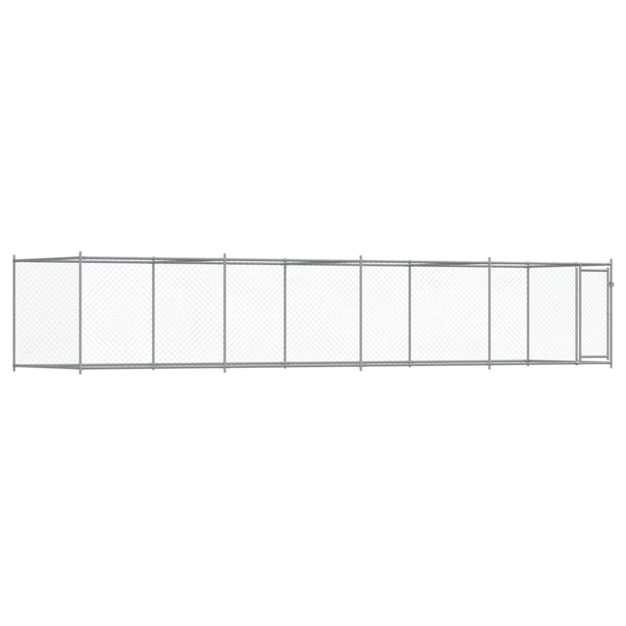 Hondenhok Met Deur 8X2X1,5 M Gegalvaniseerd Staal Grijs 8 x 2 x 1.5 m 1 deur