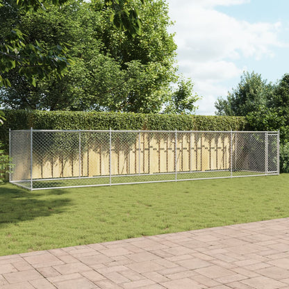 Hondenhok Met Deur 8X2X1,5 M Gegalvaniseerd Staal Grijs 8 x 2 x 1.5 m 1 deur