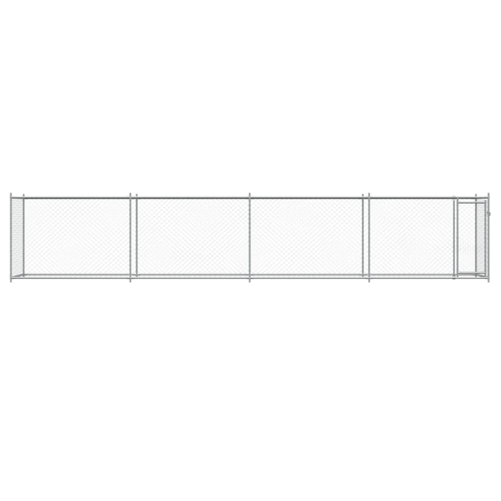 Hondenhok Met Deur 8X2X1,5 M Gegalvaniseerd Staal Grijs 8 x 2 x 1.5 m 1 deur
