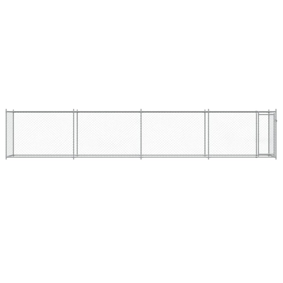 Hondenhok Met Deur 8X2X1,5 M Gegalvaniseerd Staal Grijs 8 x 2 x 1.5 m 1 deur
