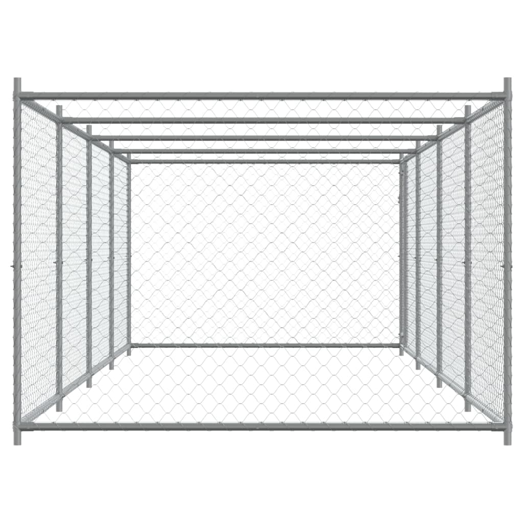 Hondenhok Met Deur 8X2X1,5 M Gegalvaniseerd Staal Grijs 8 x 2 x 1.5 m 1 deur
