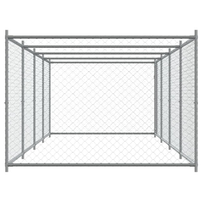 Hondenhok Met Deur 8X2X1,5 M Gegalvaniseerd Staal Grijs 8 x 2 x 1.5 m 1 deur