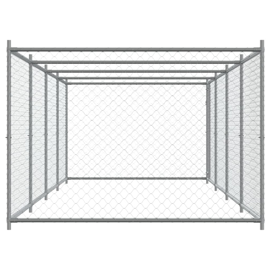 Hondenhok Met Deur 8X2X1,5 M Gegalvaniseerd Staal Grijs 8 x 2 x 1.5 m 1 deur