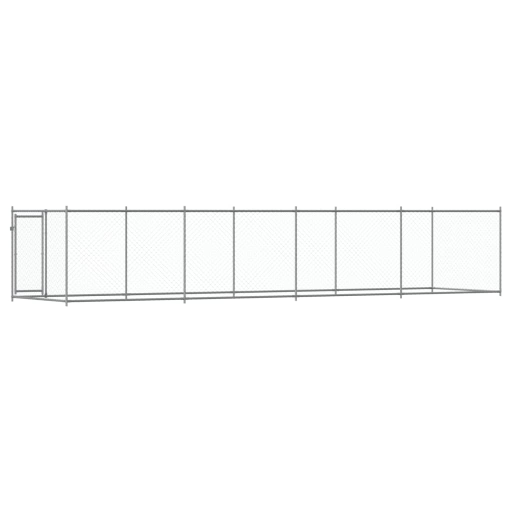 Hondenhok Met Deur 8X2X1,5 M Gegalvaniseerd Staal Grijs 8 x 2 x 1.5 m 1 deur