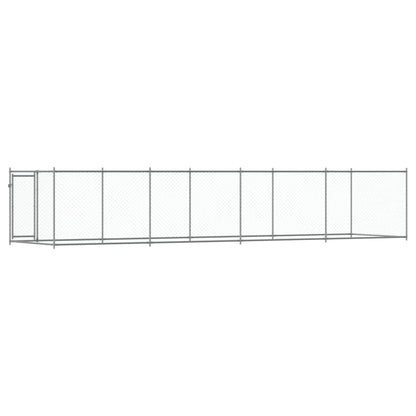 Hondenhok Met Deur 8X2X1,5 M Gegalvaniseerd Staal Grijs 8 x 2 x 1.5 m 1 deur