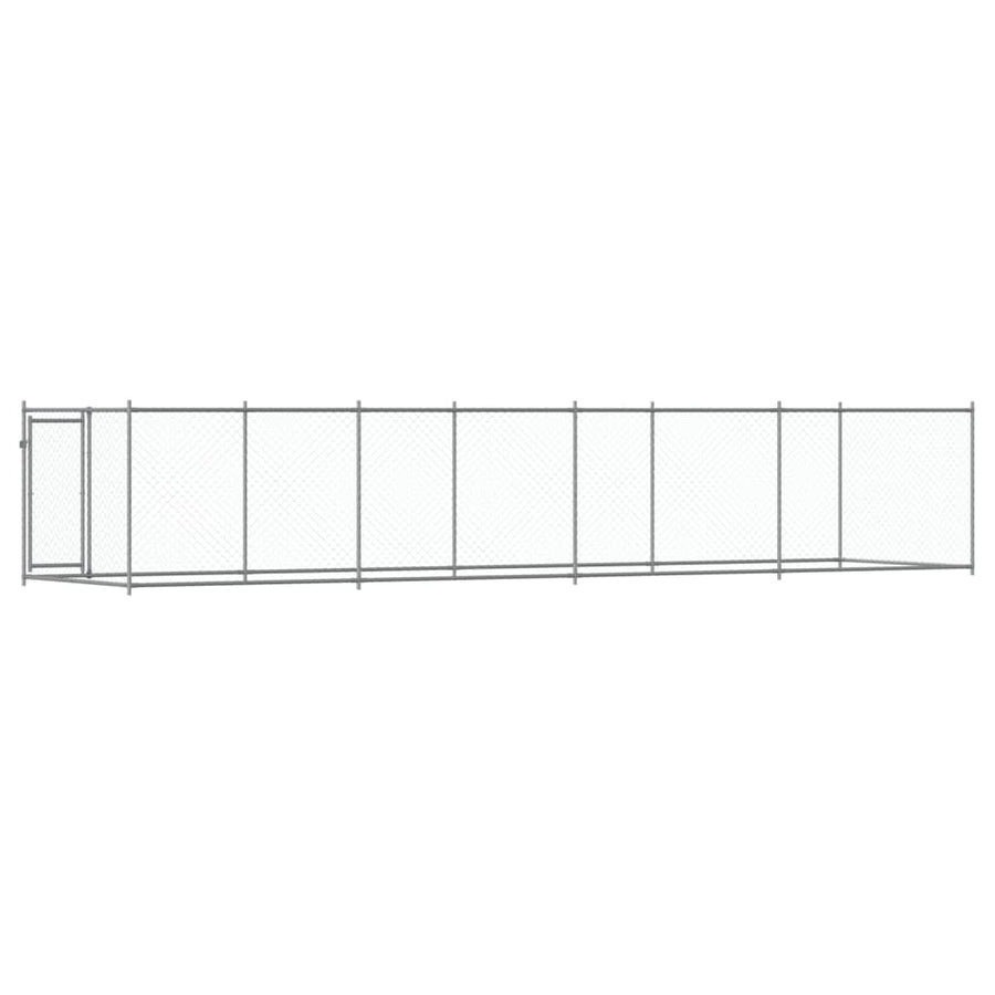 Hondenhok Met Deur 8X2X1,5 M Gegalvaniseerd Staal Grijs 8 x 2 x 1.5 m 1 deur