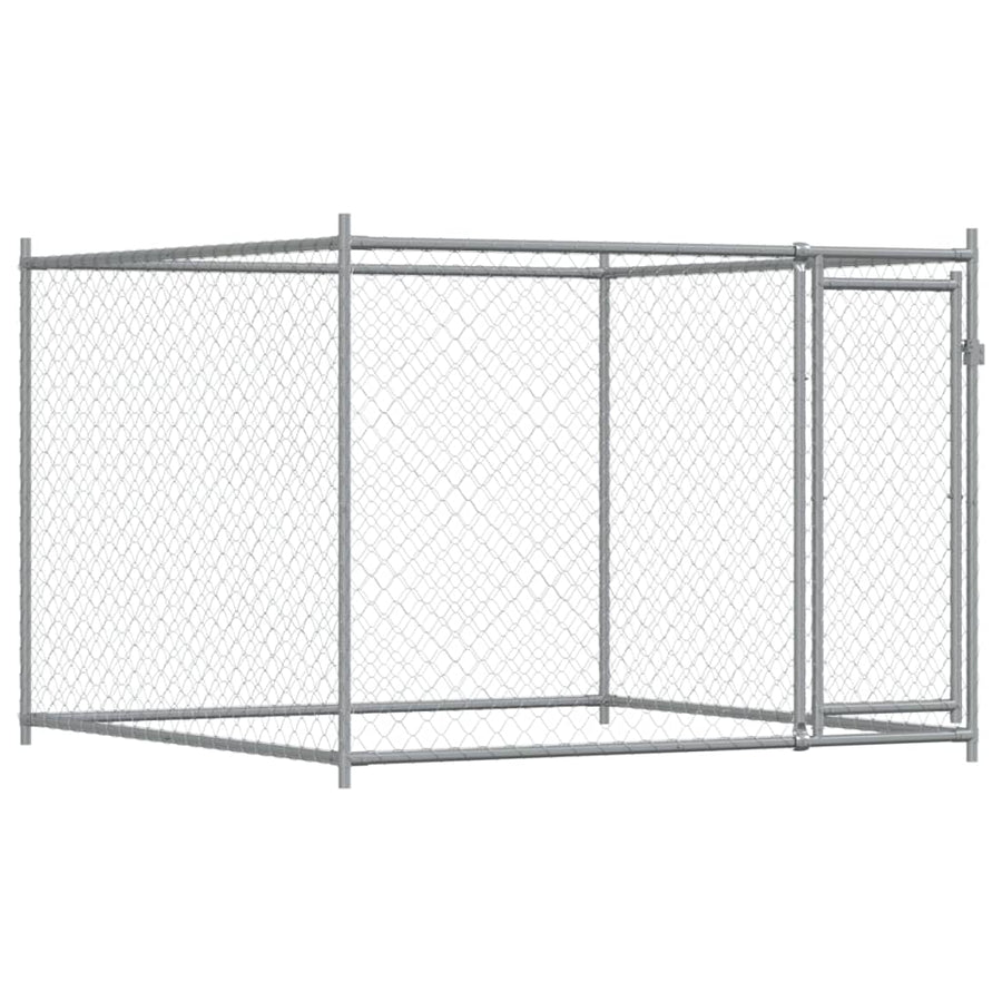 Hondenhok Met Deur 8X2X1,5 M Gegalvaniseerd Staal Grijs 8 x 2 x 1.5 m 1 deur
