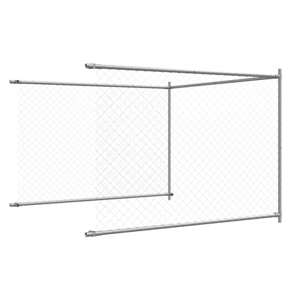 Hondenhok Met Deur 8X2X1,5 M Gegalvaniseerd Staal Grijs 8 x 2 x 1.5 m 1 deur