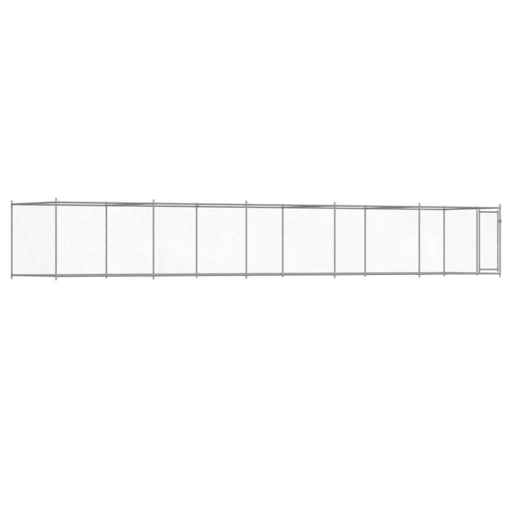 Hondenhok Met Deur 10X2X1,5 M Gegalvaniseerd Staal Grijs 10 x 2 x 1.5 m 1 deur