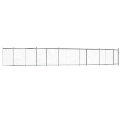 Hondenhok Met Deur 10X2X1,5 M Gegalvaniseerd Staal Grijs 10 x 2 x 1.5 m 1 deur