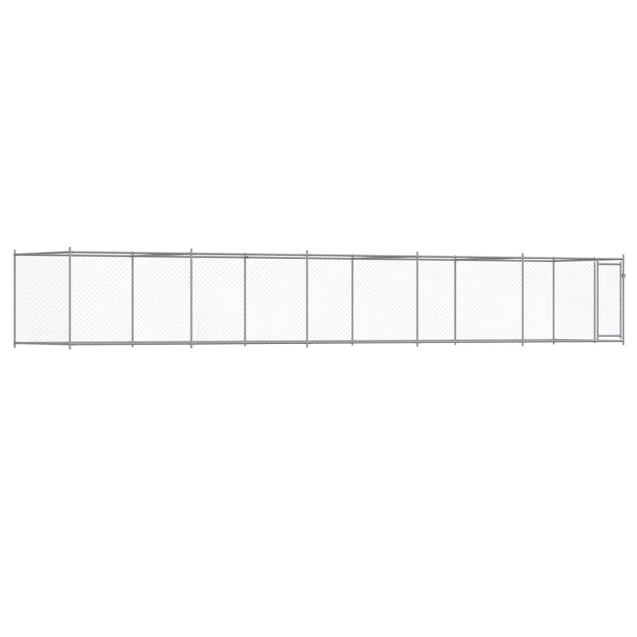 Hondenhok Met Deur 10X2X1,5 M Gegalvaniseerd Staal Grijs 10 x 2 x 1.5 m 1 deur