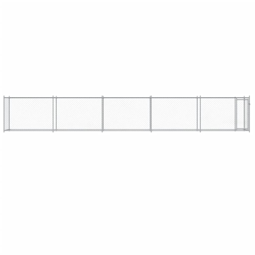Hondenhok Met Deur 10X2X1,5 M Gegalvaniseerd Staal Grijs 10 x 2 x 1.5 m 1 deur