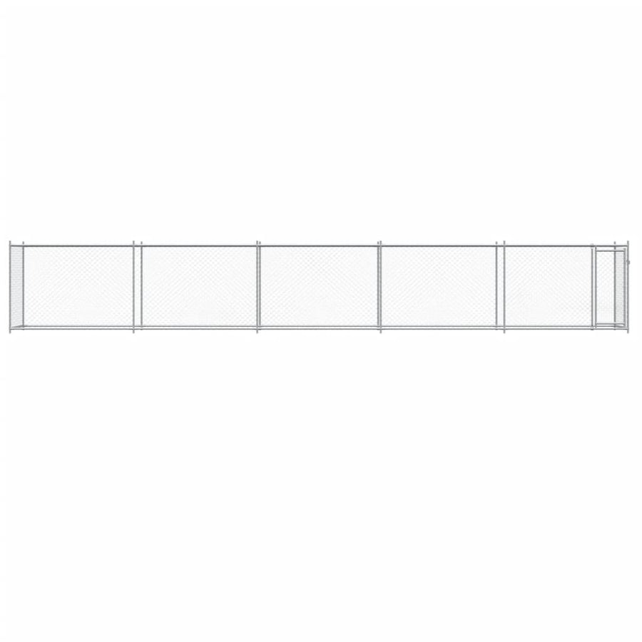 Hondenhok Met Deur 10X2X1,5 M Gegalvaniseerd Staal Grijs 10 x 2 x 1.5 m 1 deur