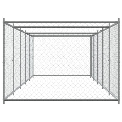 Hondenhok Met Deur 10X2X1,5 M Gegalvaniseerd Staal Grijs 10 x 2 x 1.5 m 1 deur