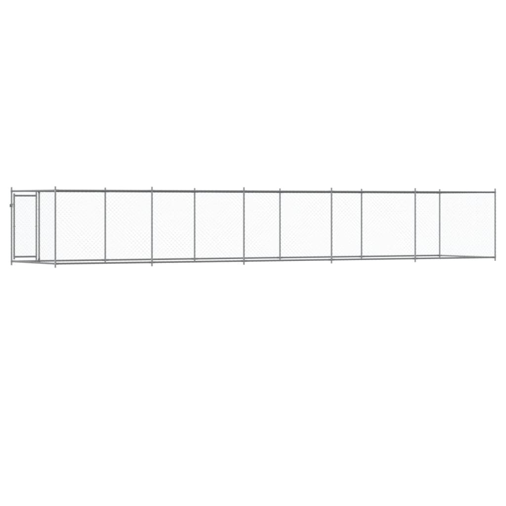 Hondenhok Met Deur 10X2X1,5 M Gegalvaniseerd Staal Grijs 10 x 2 x 1.5 m 1 deur