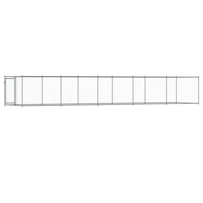 Hondenhok Met Deur 10X2X1,5 M Gegalvaniseerd Staal Grijs 10 x 2 x 1.5 m 1 deur