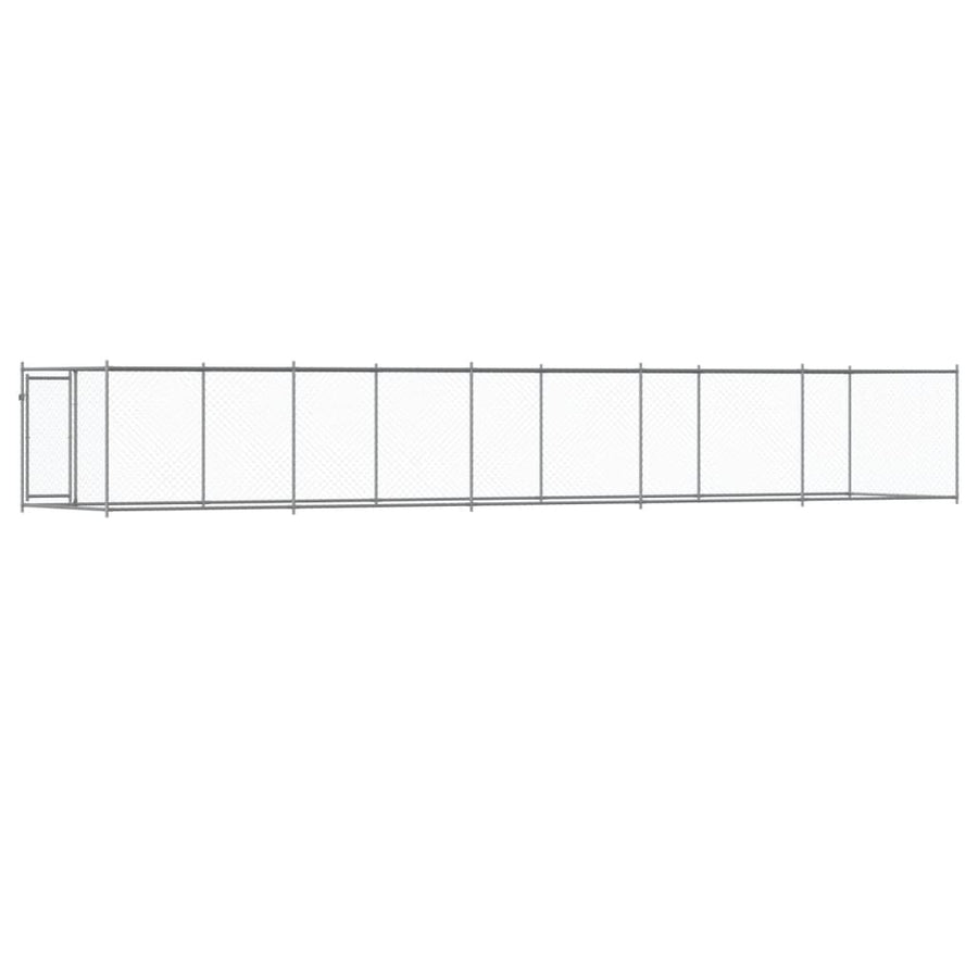 Hondenhok Met Deur 10X2X1,5 M Gegalvaniseerd Staal Grijs 10 x 2 x 1.5 m 1 deur