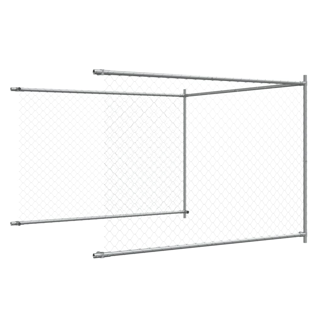Hondenhok Met Deur 10X2X1,5 M Gegalvaniseerd Staal Grijs 10 x 2 x 1.5 m 1 deur