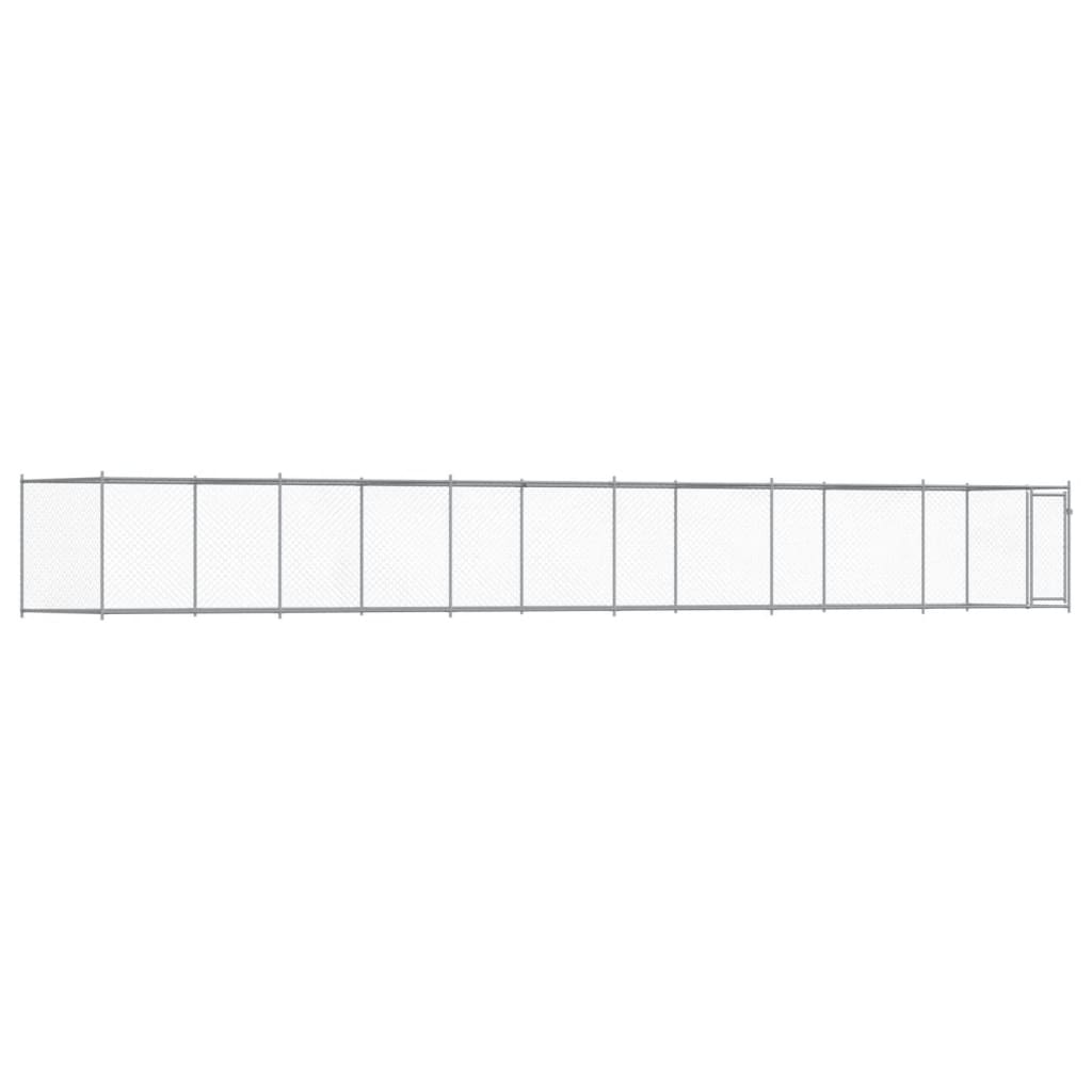 Hondenhok Met Deur 12X2X1,5 M Gegalvaniseerd Staal Grijs 12 x 2 x 1.5 m 1 deur