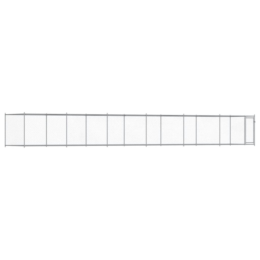 Hondenhok Met Deur 12X2X1,5 M Gegalvaniseerd Staal Grijs 12 x 2 x 1.5 m 1 deur