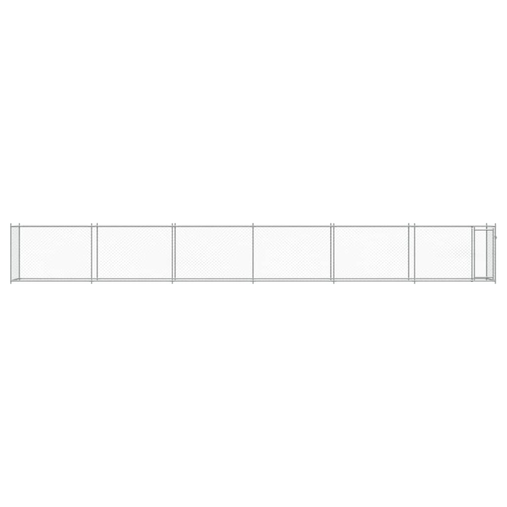 Hondenhok Met Deur 12X2X1,5 M Gegalvaniseerd Staal Grijs 12 x 2 x 1.5 m 1 deur