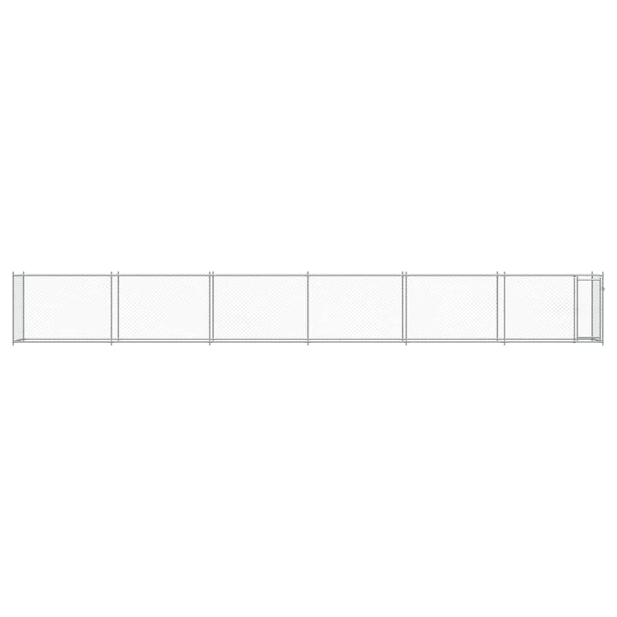 Hondenhok Met Deur 12X2X1,5 M Gegalvaniseerd Staal Grijs 12 x 2 x 1.5 m 1 deur