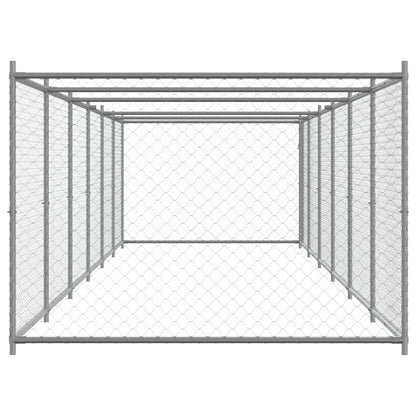 Hondenhok Met Deur 12X2X1,5 M Gegalvaniseerd Staal Grijs 12 x 2 x 1.5 m 1 deur