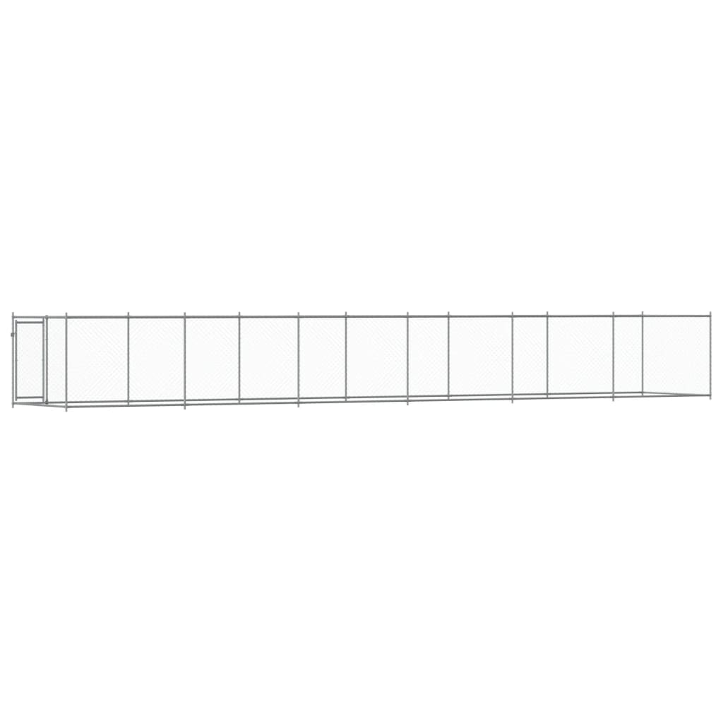 Hondenhok Met Deur 12X2X1,5 M Gegalvaniseerd Staal Grijs 12 x 2 x 1.5 m 1 deur