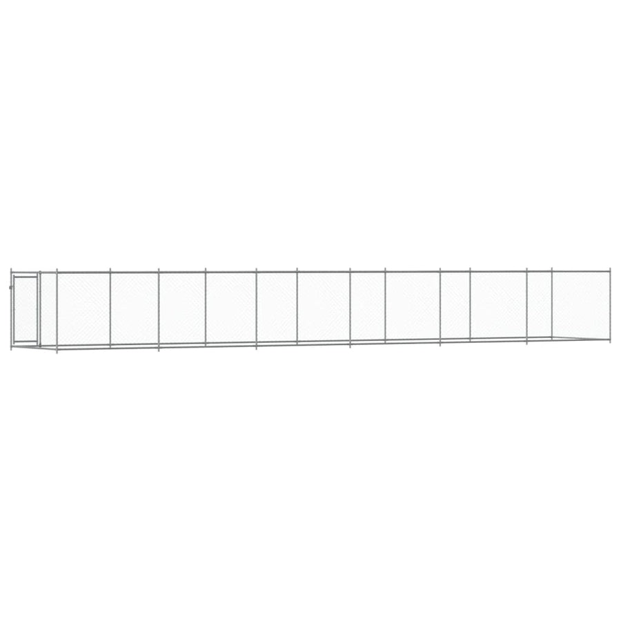 Hondenhok Met Deur 12X2X1,5 M Gegalvaniseerd Staal Grijs 12 x 2 x 1.5 m 1 deur