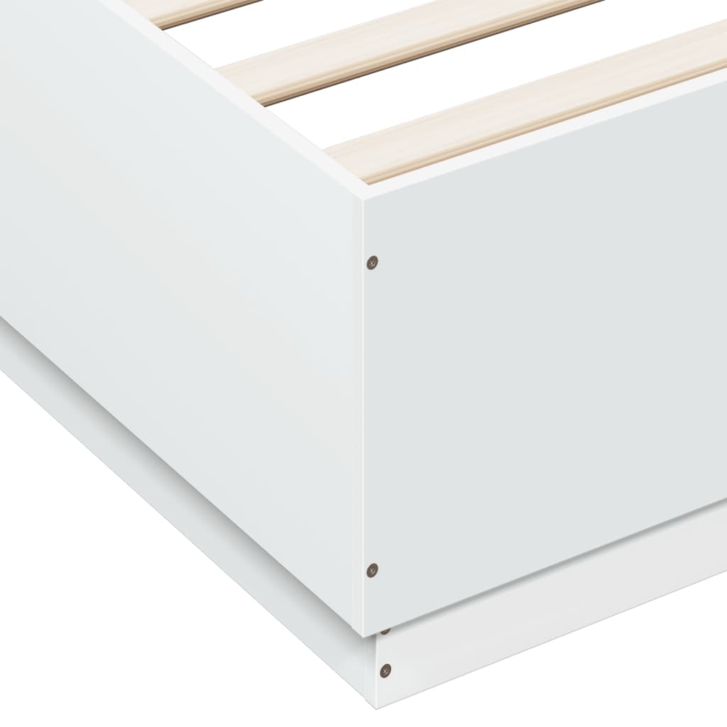Bedframe Met Led-Verlichting Bewerkt Hout Wit 200X200 Cm Donkerbruin