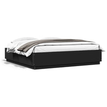 Bedframe Met Led-Verlichting Bewerkt Hout Zwart 200X200 Cm Donkerbruin