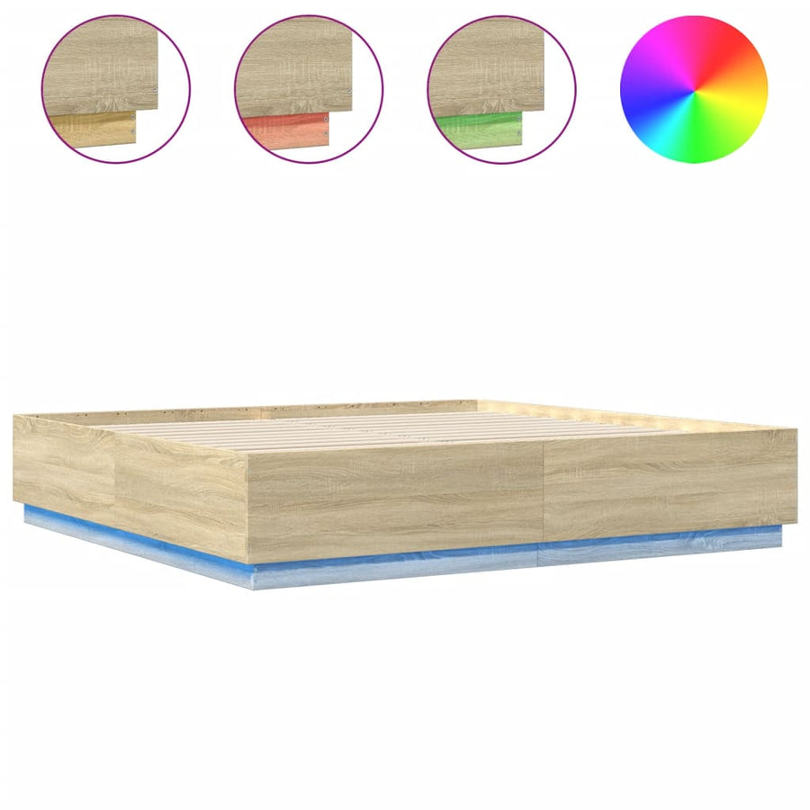 Bedframe Met Led-Verlichting Sonoma Eiken 200X200 Cm