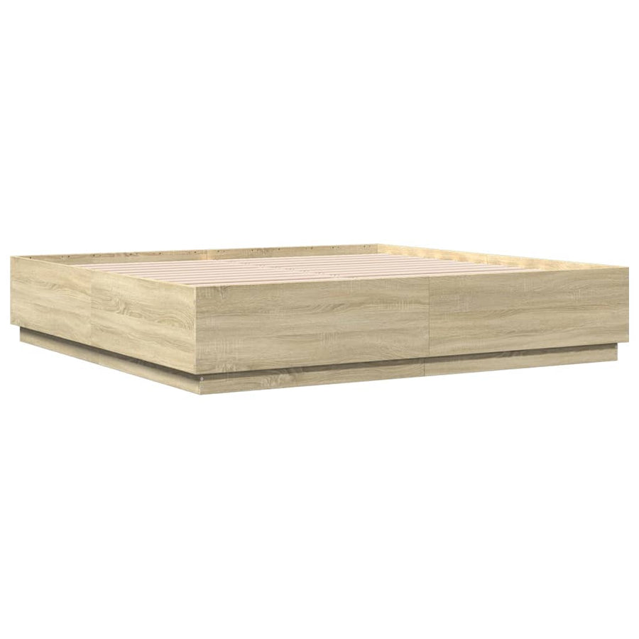 Bedframe Met Led-Verlichting Sonoma Eiken 200X200 Cm