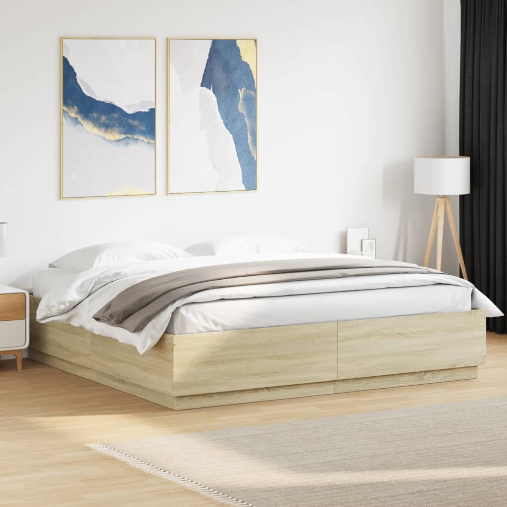 Bedframe Met Led-Verlichting Sonoma Eiken 200X200 Cm
