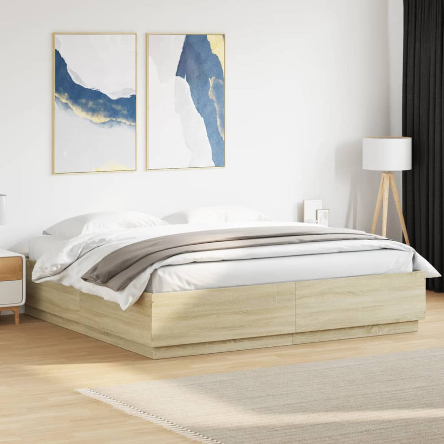 Bedframe Met Led-Verlichting Sonoma Eiken 200X200 Cm