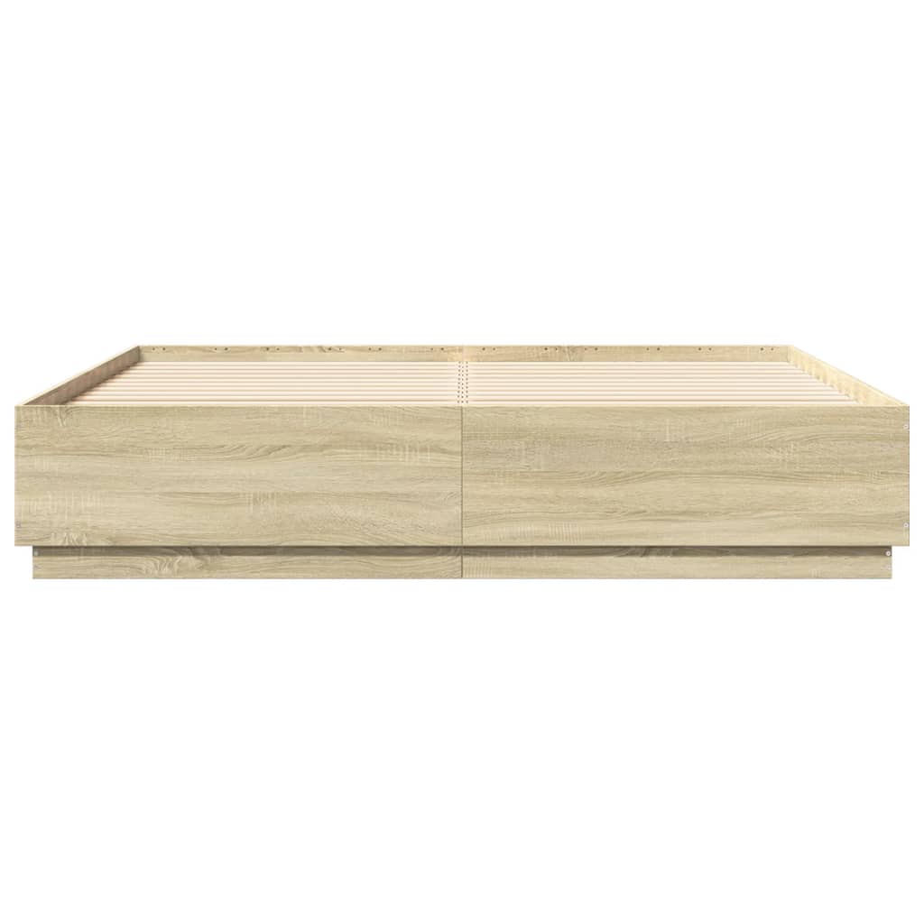 Bedframe Met Led-Verlichting Sonoma Eiken 200X200 Cm