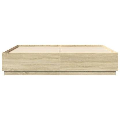 Bedframe Met Led-Verlichting Sonoma Eiken 200X200 Cm