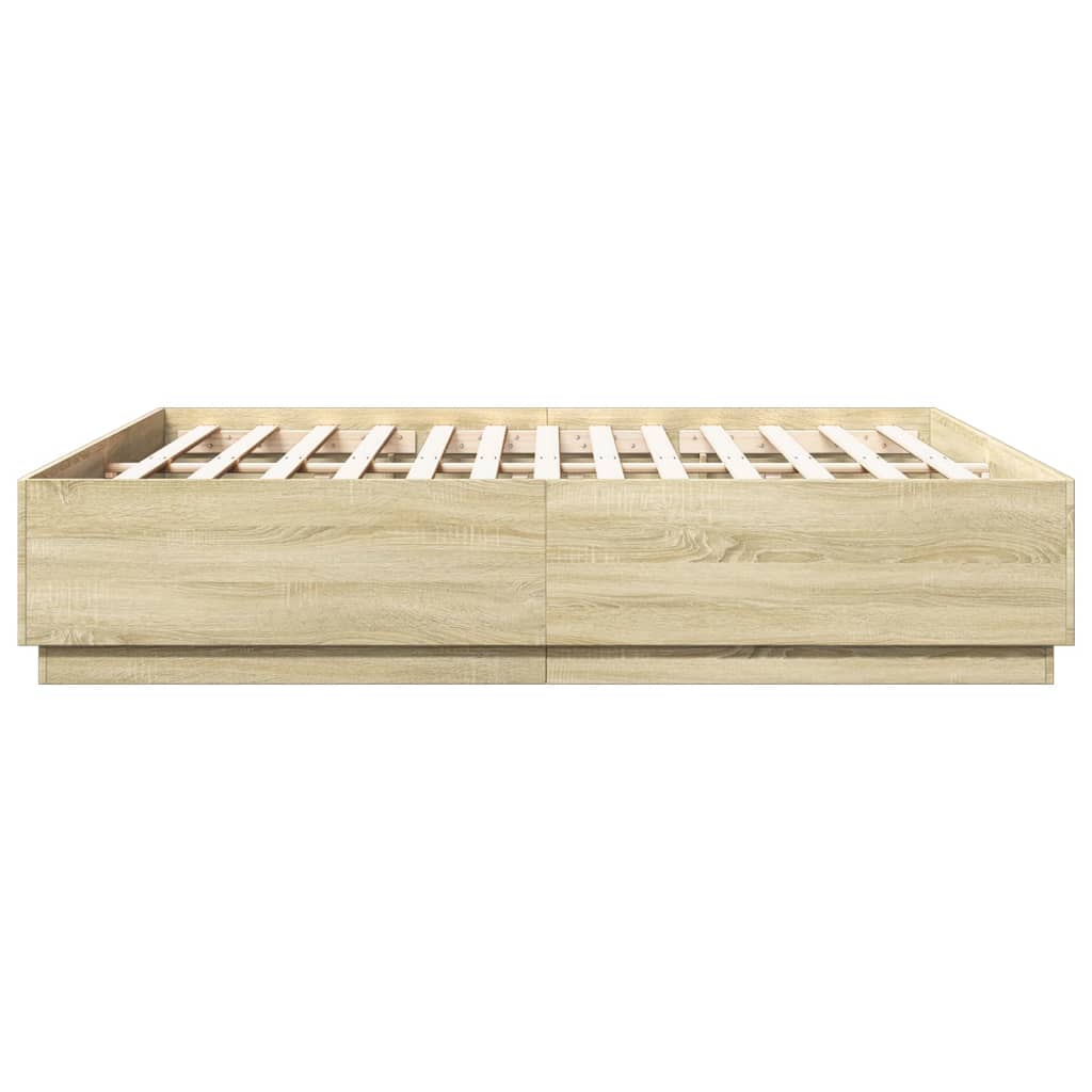Bedframe Met Led-Verlichting Sonoma Eiken 200X200 Cm