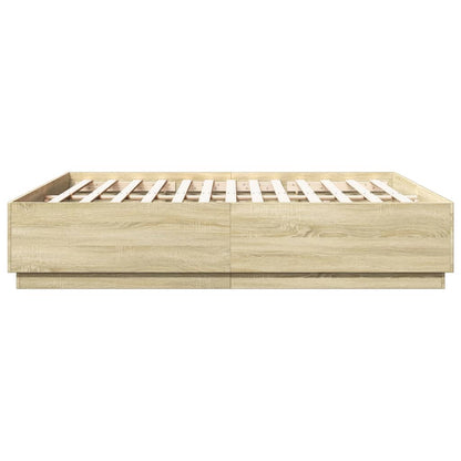 Bedframe Met Led-Verlichting Sonoma Eiken 200X200 Cm