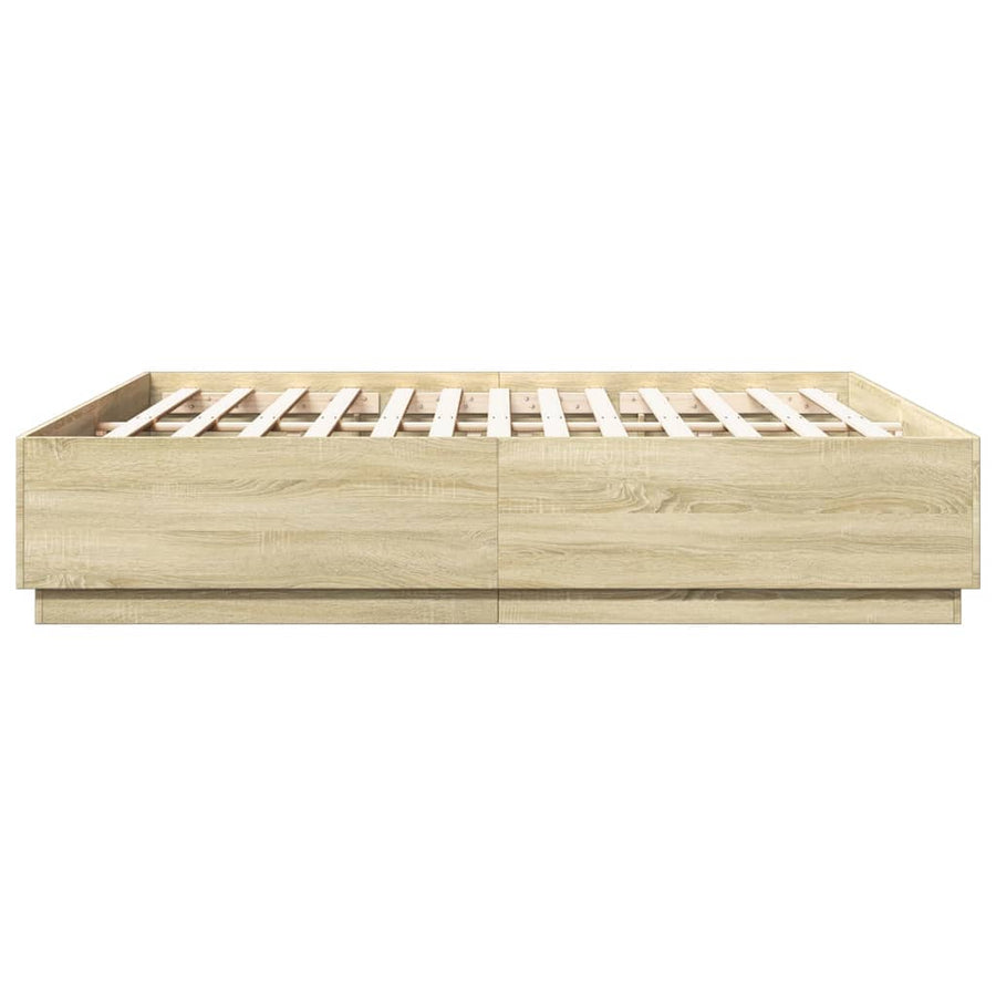 Bedframe Met Led-Verlichting Sonoma Eiken 200X200 Cm