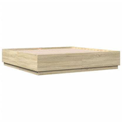 Bedframe Met Led-Verlichting Sonoma Eiken 200X200 Cm