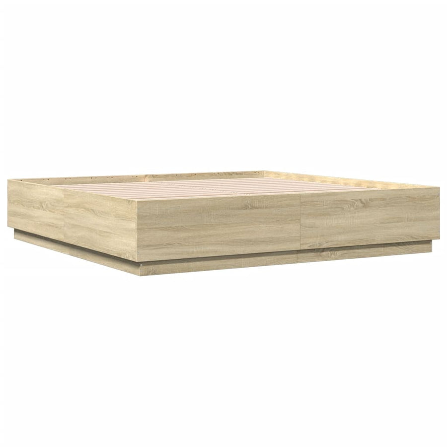 Bedframe Met Led-Verlichting Sonoma Eiken 200X200 Cm