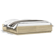 LED bed frame Sonoma Oak 200x200 cm