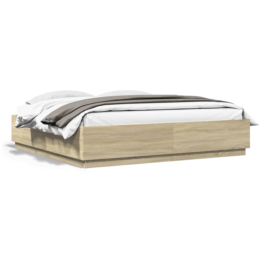 Bedframe Met Led-Verlichting Sonoma Eiken 200X200 Cm