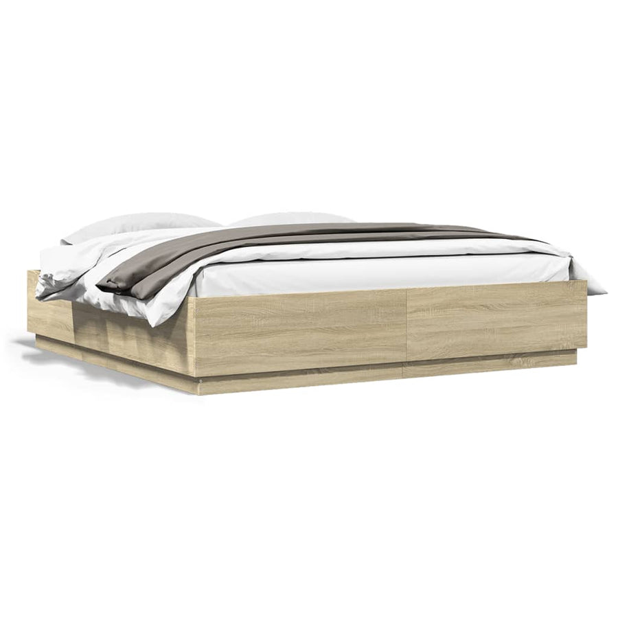 Bedframe Met Led-Verlichting Sonoma Eiken 200X200 Cm
